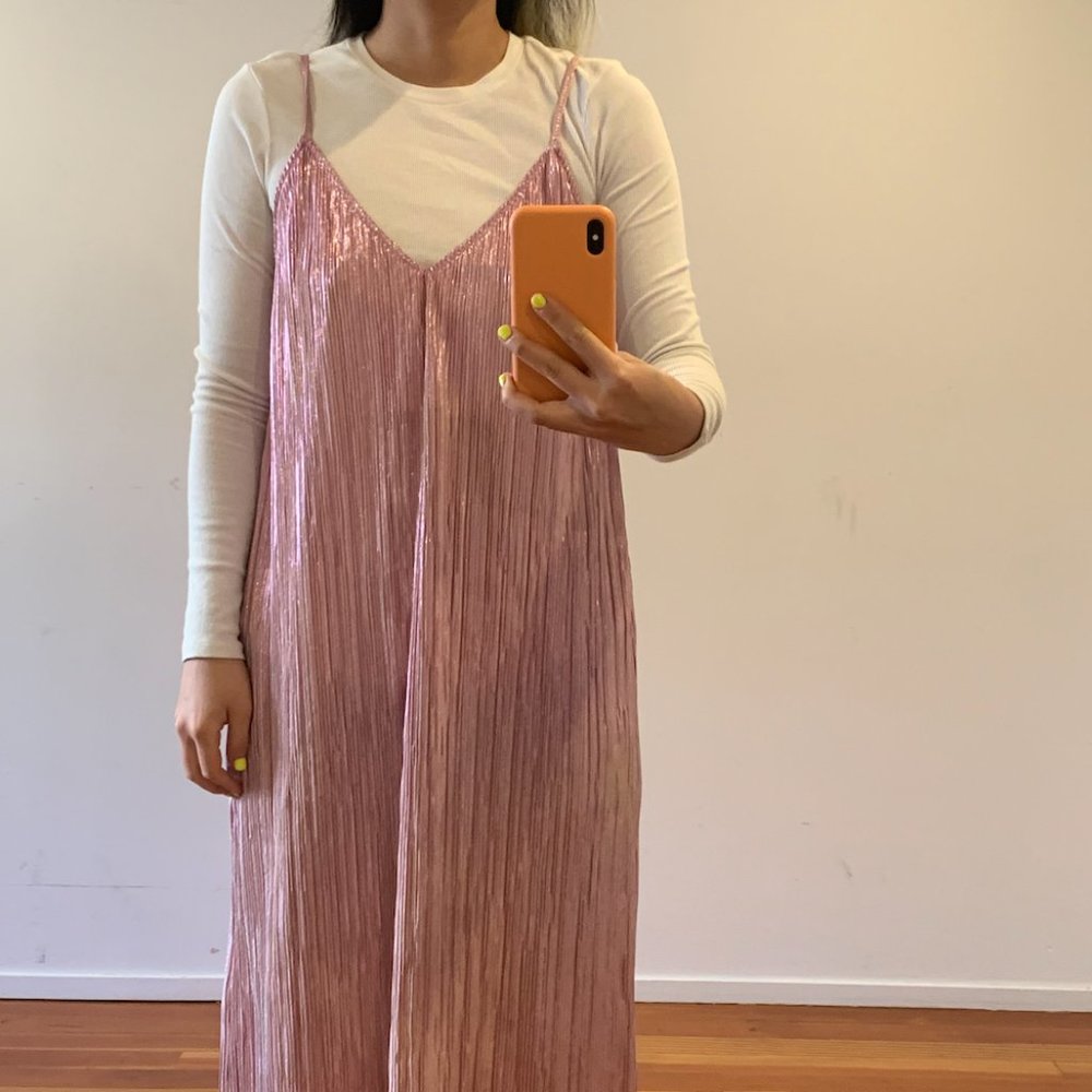 & Other Stories long pink dress midi